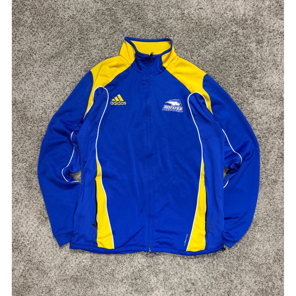 Adidas Hofstra Soccer Track Jacket Mens Large Blue Yellow Full Zip Clima365